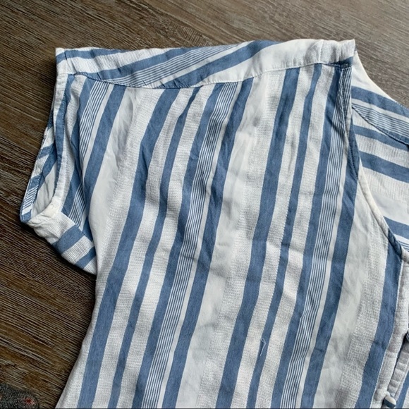 Caffé Marrakesh Striped Button Down Blouse Boho Chic Loose Flowy M - Picture 4 of 9